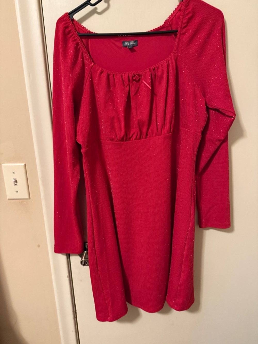 Super cute red dress with sparkles!!!  $15. Worn once!  Lily Rose Size XL